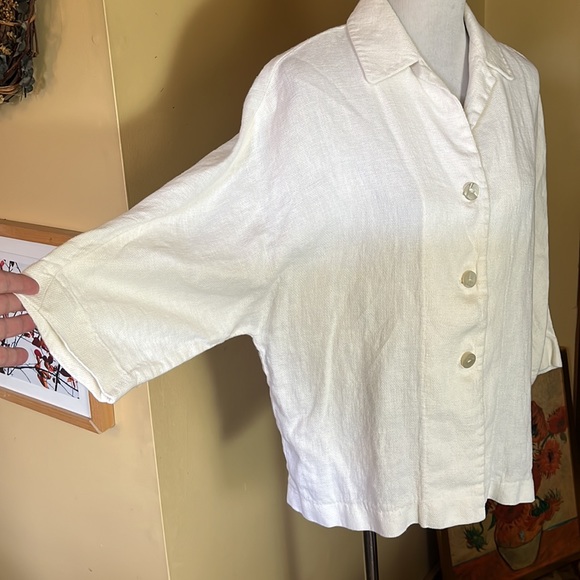 ELLEN TRACY Size 10 Buttonfront Soft Relaxed Blazer 100% Linen LagenLook casual - Picture 2 of 13